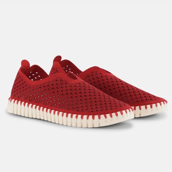 Ilse Jacobsen Tulip Slip On Flats Low Top Round Toe Shoes Red Women Size EU 41 - Picture 1 of 15
